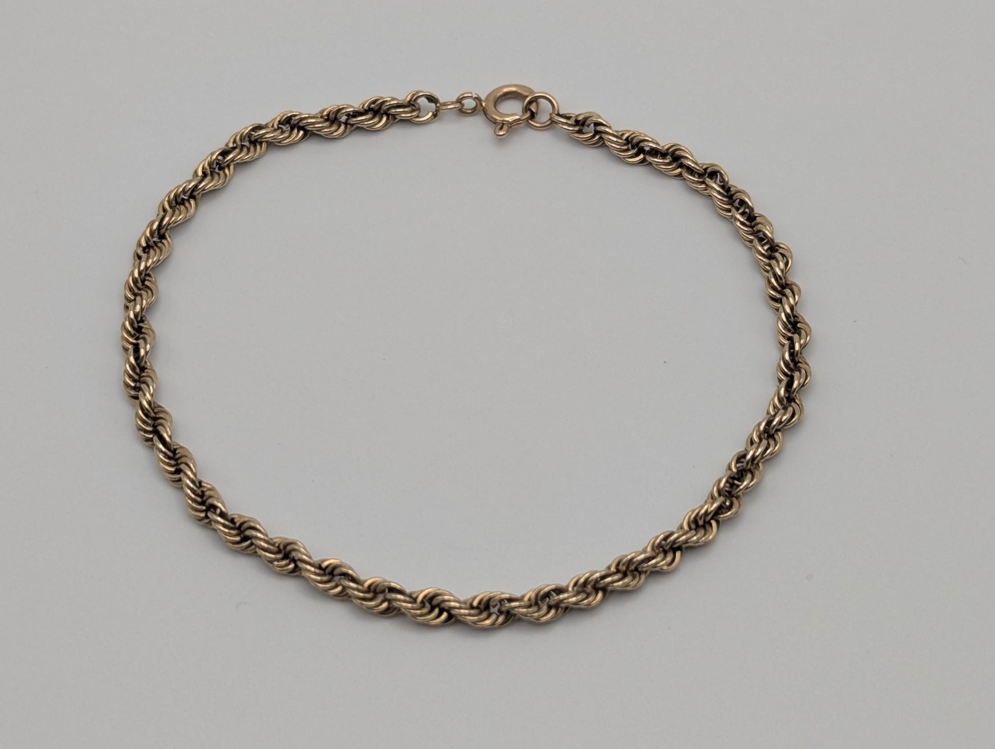 Italy 14k Yellow Gold 3.2 mm Twisted Rope 7.5" Bracelet Chain Classic Gold Rope Chain