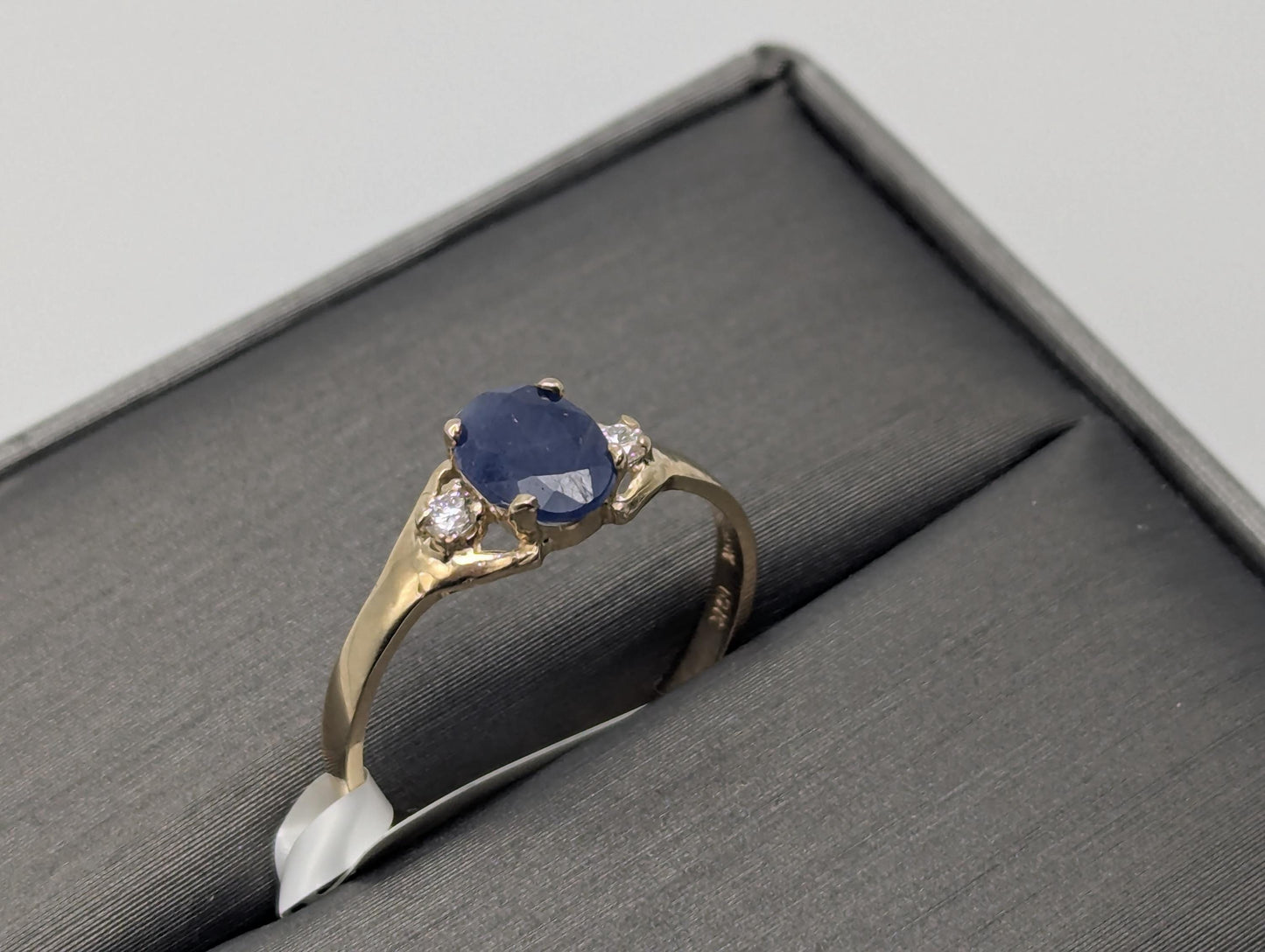 Appraised 10k Yellow Gold Oval 1ct Sapphire Diamond Promise Ring
