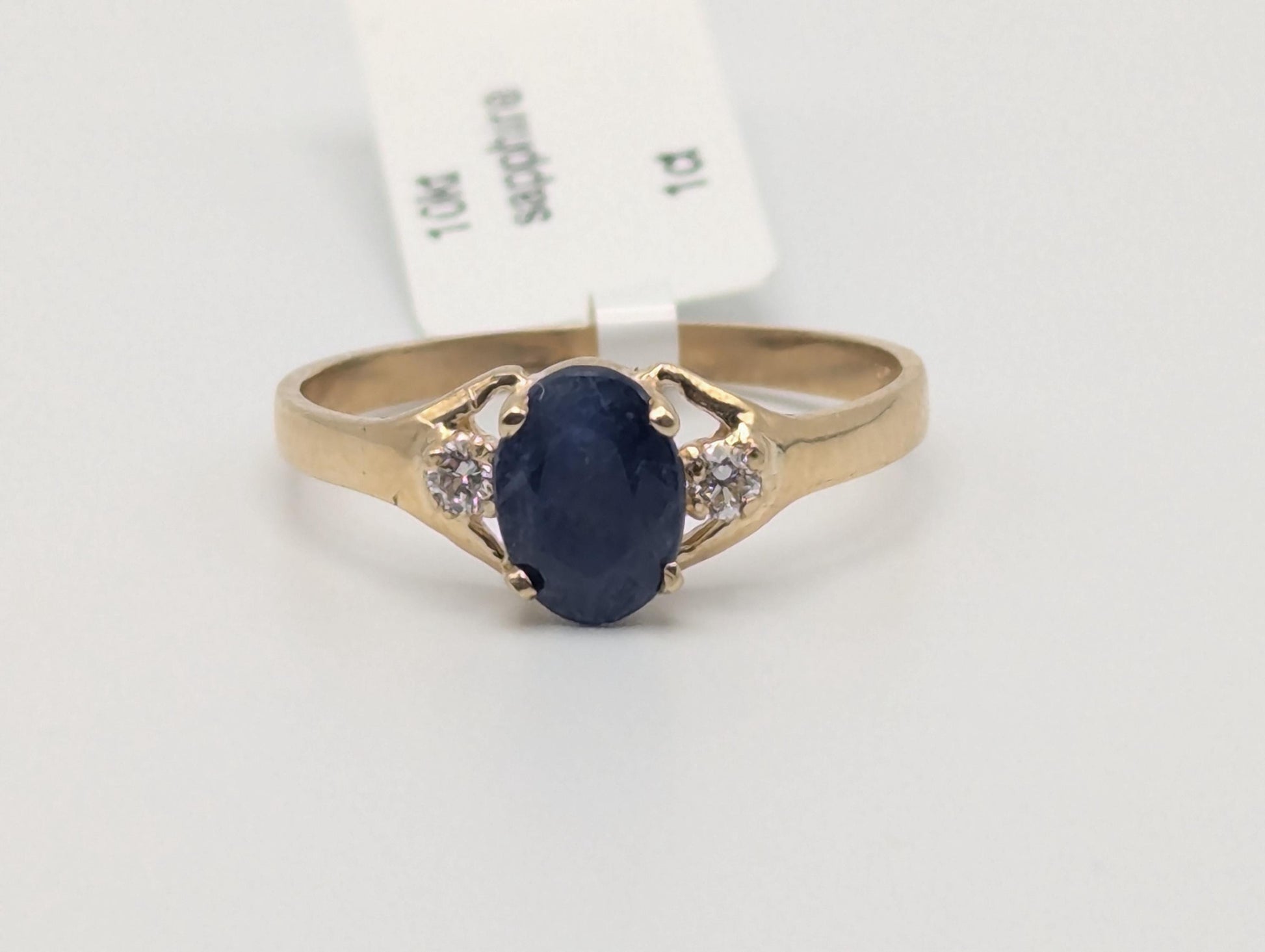 Appraised 10k Yellow Gold Oval 1ct Sapphire Diamond Promise Ring