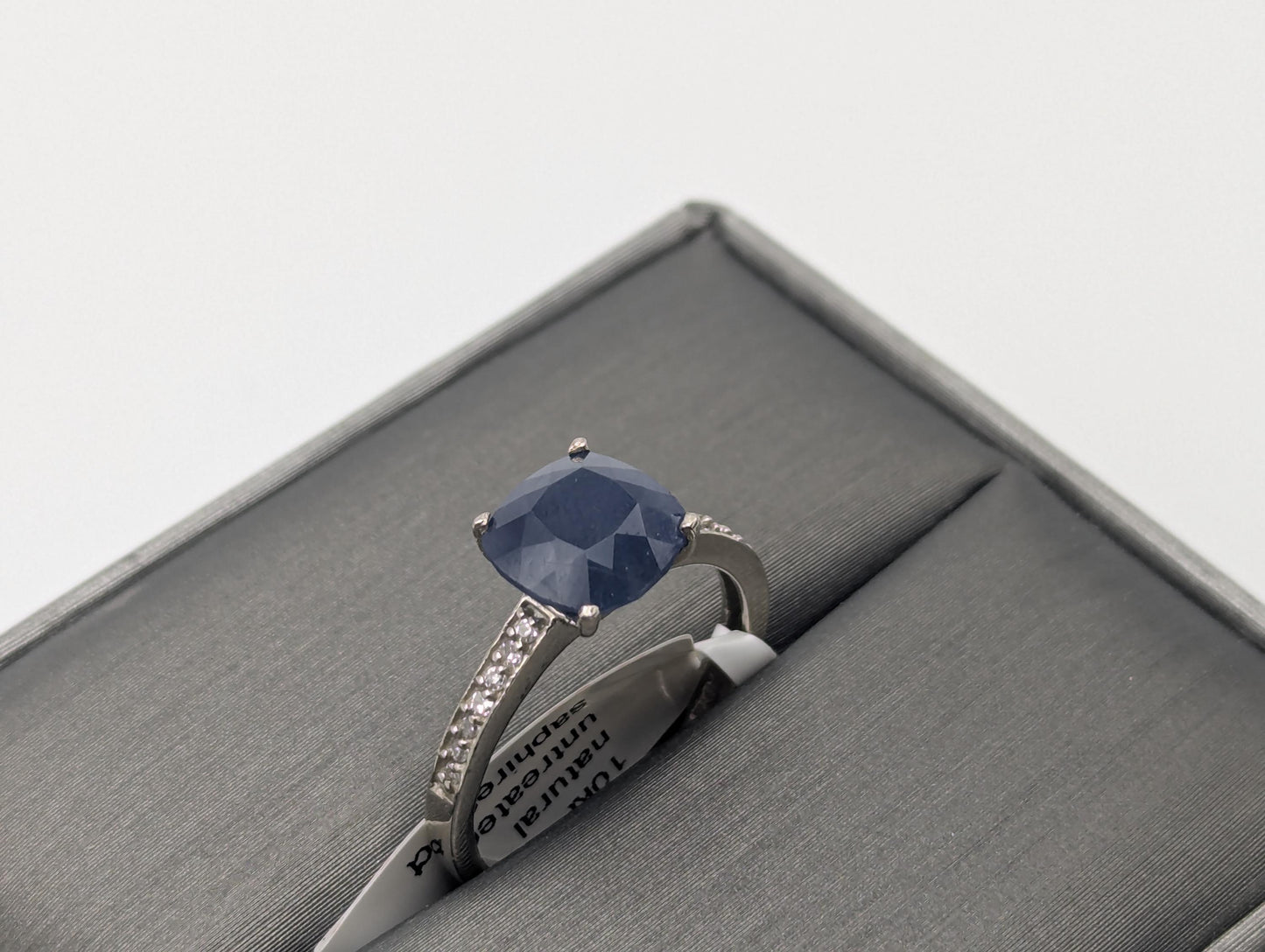 Appraised 10k White Gold Solitare 2.5ct Blue Sapphire Diamond Promise Ring