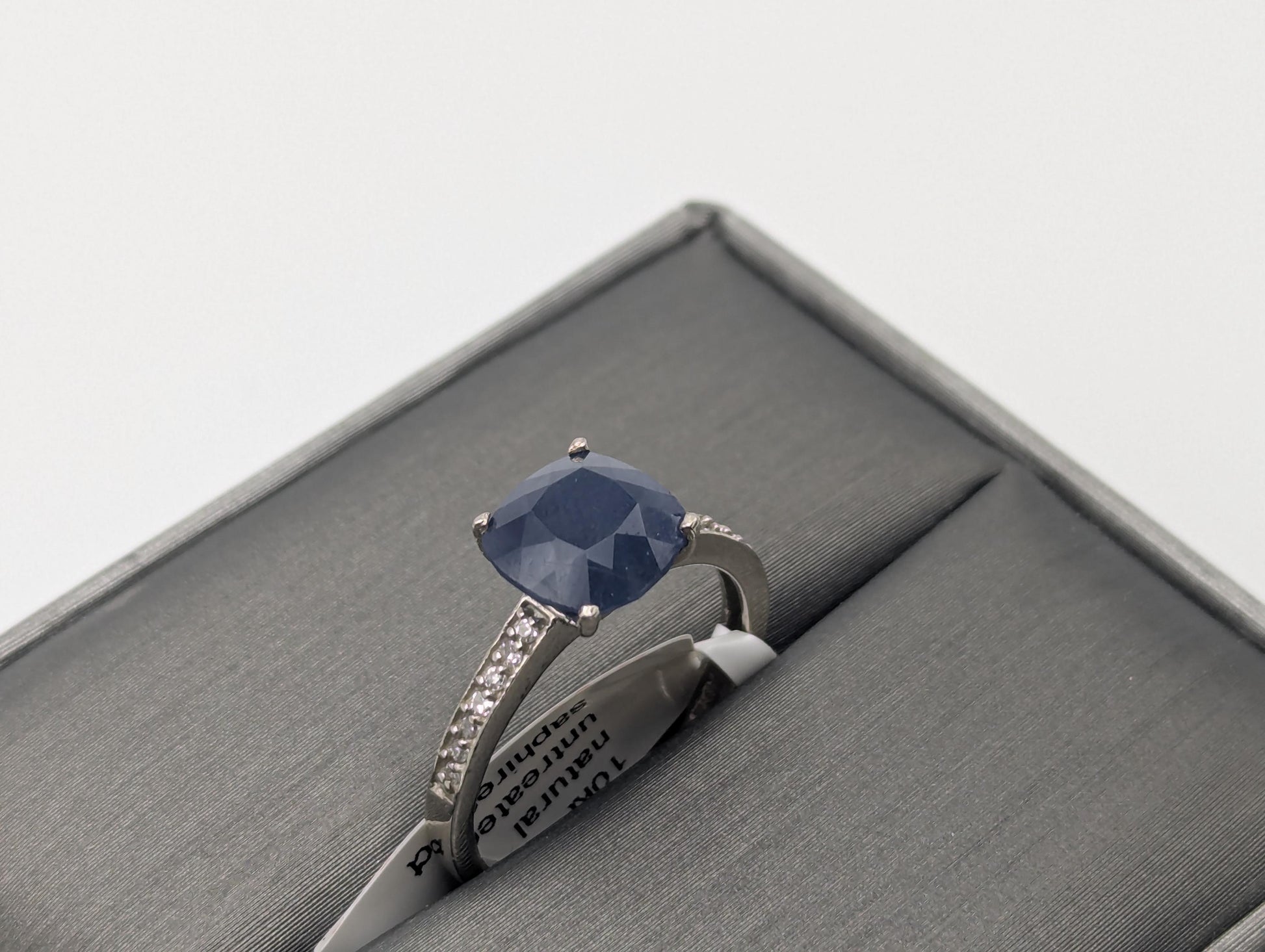 Appraised 10k White Gold Solitare 2.5ct Blue Sapphire Diamond Promise Ring