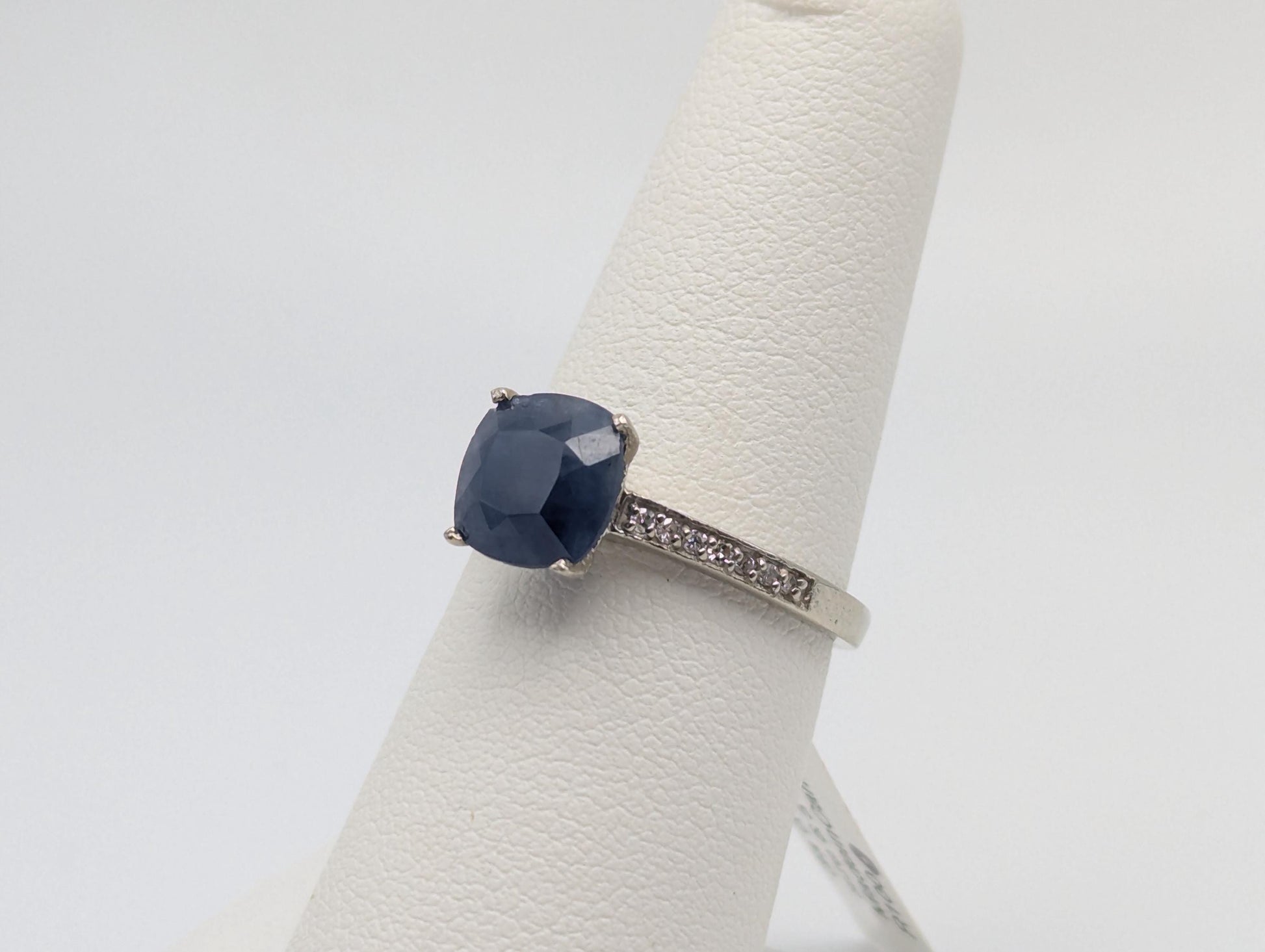 Appraised 10k White Gold Solitare 2.5ct Blue Sapphire Diamond Promise Ring