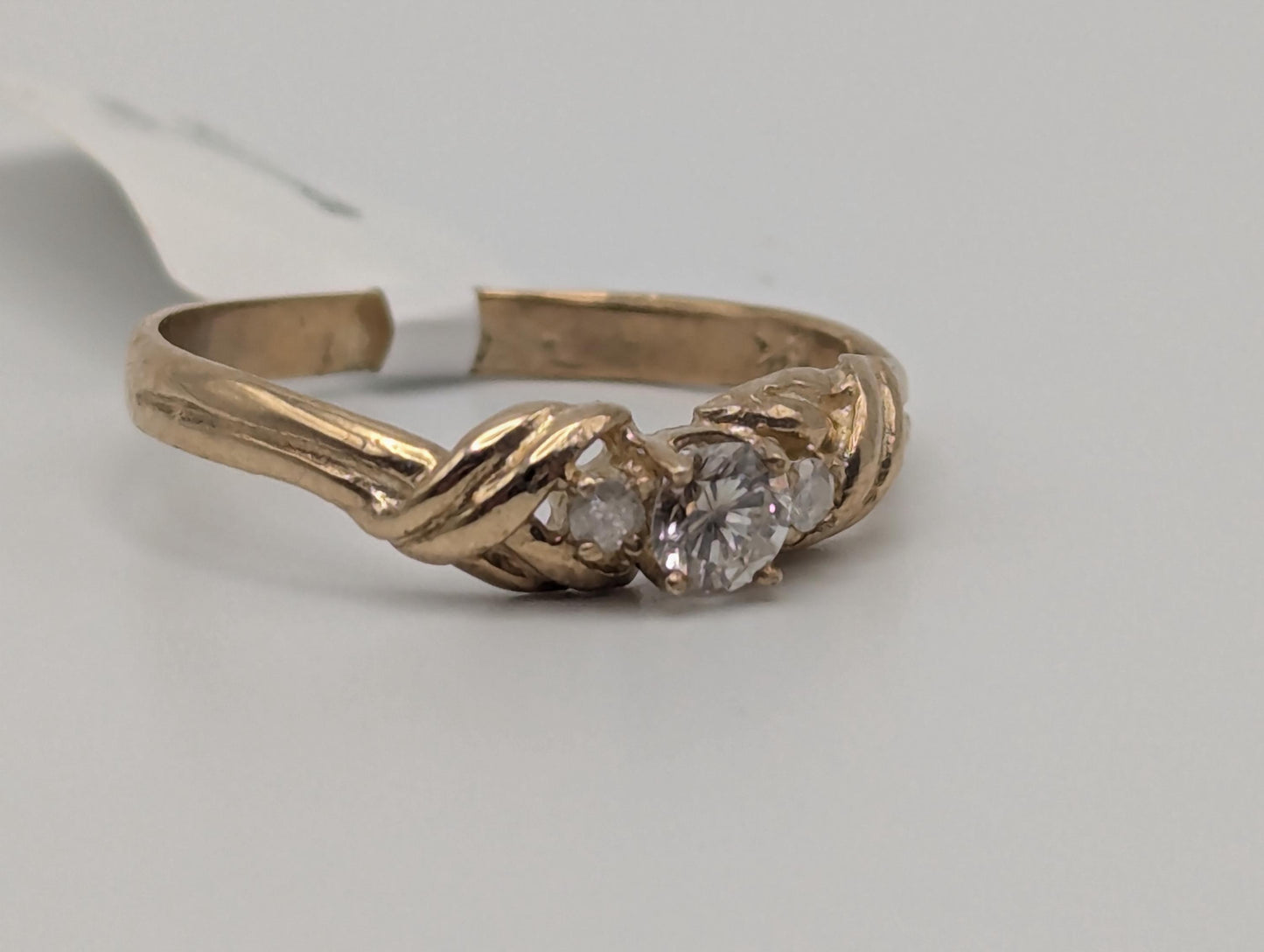 Appraised 10k Yellow Gold Triple Diamond Wedding Engagement Ring. Promise Band