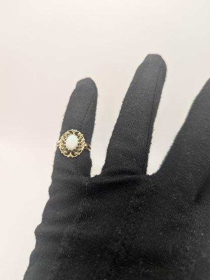 14k Victorian Opal Ring. Yellow Gold Opal Ring.Statement Band