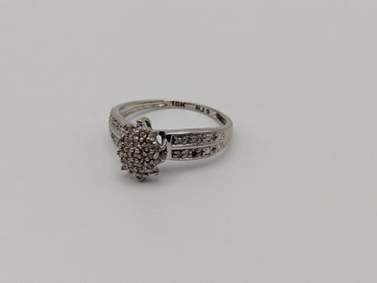 10k Diamond White Gold Diamond Cluster Wedding Engagement Ring Anniversary Ring.