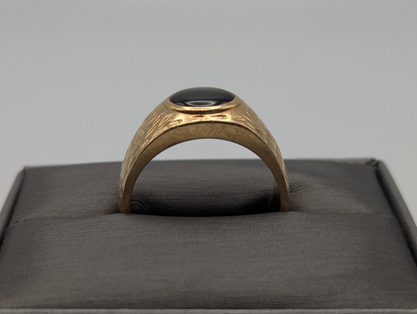 Heavy 18k Solid Gold 10gr Gold Black Star Sapphire Statement Signet Cigar Ring Wedding Mens