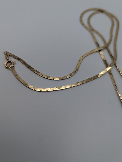 14k Italy Yellow Gold Heavy 8gr Speciality Flat Chain Necklace Yellow Gold 21"