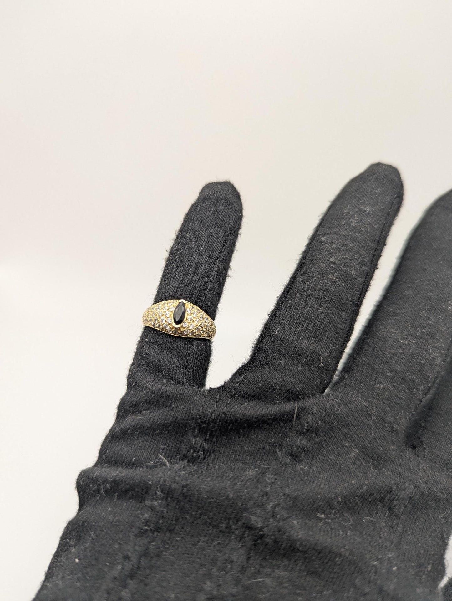 14k Yellow Gold Blue Sapphire Band Signet Ring Pinky Ring