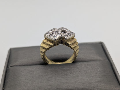 18k Gold .70ctw Diamond Yellow Gold Heavy 9gr Cocktail Ring Pinky Statement Ring.
