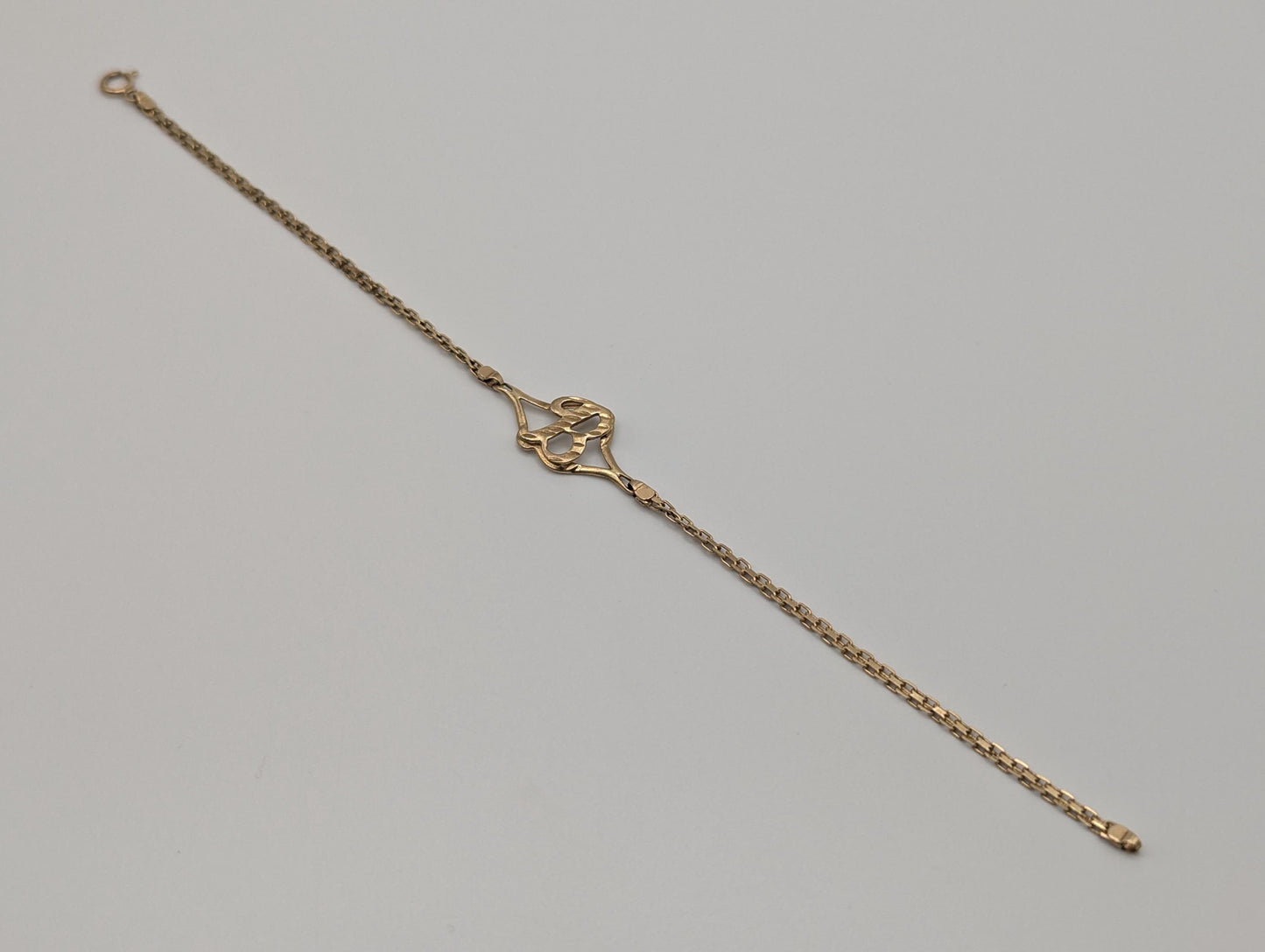 10k Yellow Gold Initial B Tennis Bracelet 6.5" Rectangle Link Bracelet