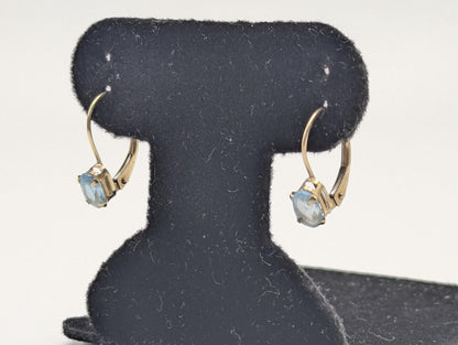 10K Yellow Gold Topaz Drop Dangle Earrings Topaz Earrings
