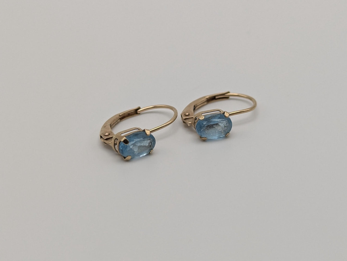 10K Yellow Gold Topaz Drop Dangle Earrings Topaz Earrings