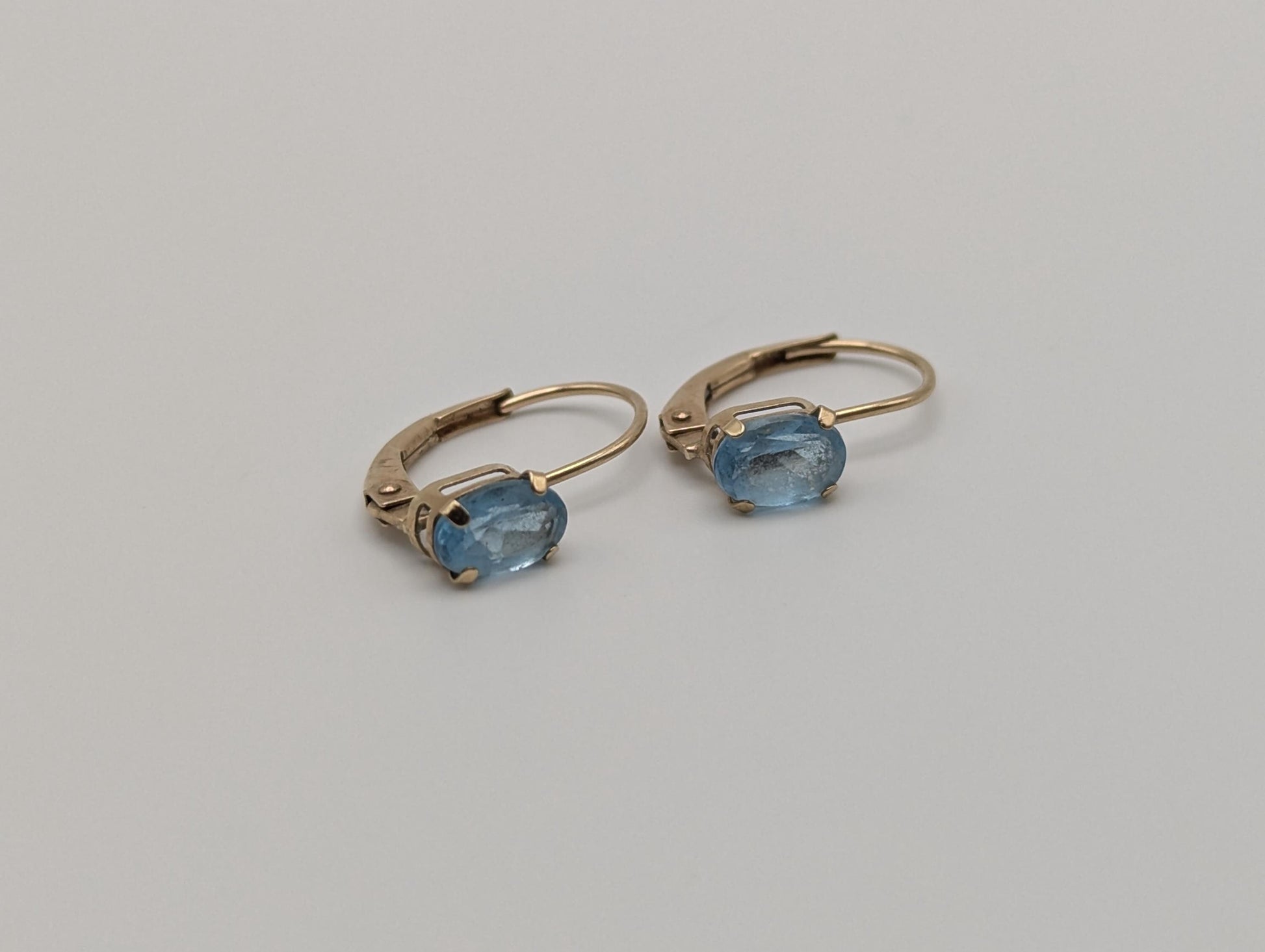 10K Yellow Gold Topaz Drop Dangle Earrings Topaz Earrings