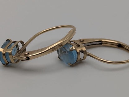 10K Yellow Gold Topaz Drop Dangle Earrings Topaz Earrings