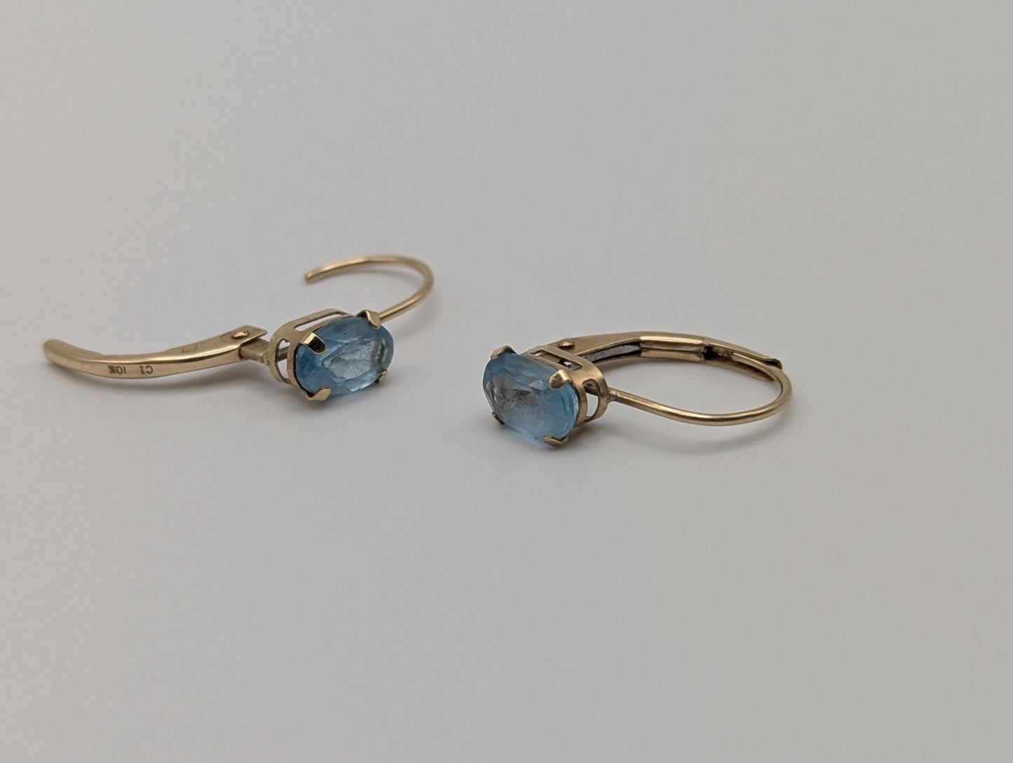 10K Yellow Gold Topaz Drop Dangle Earrings Topaz Earrings