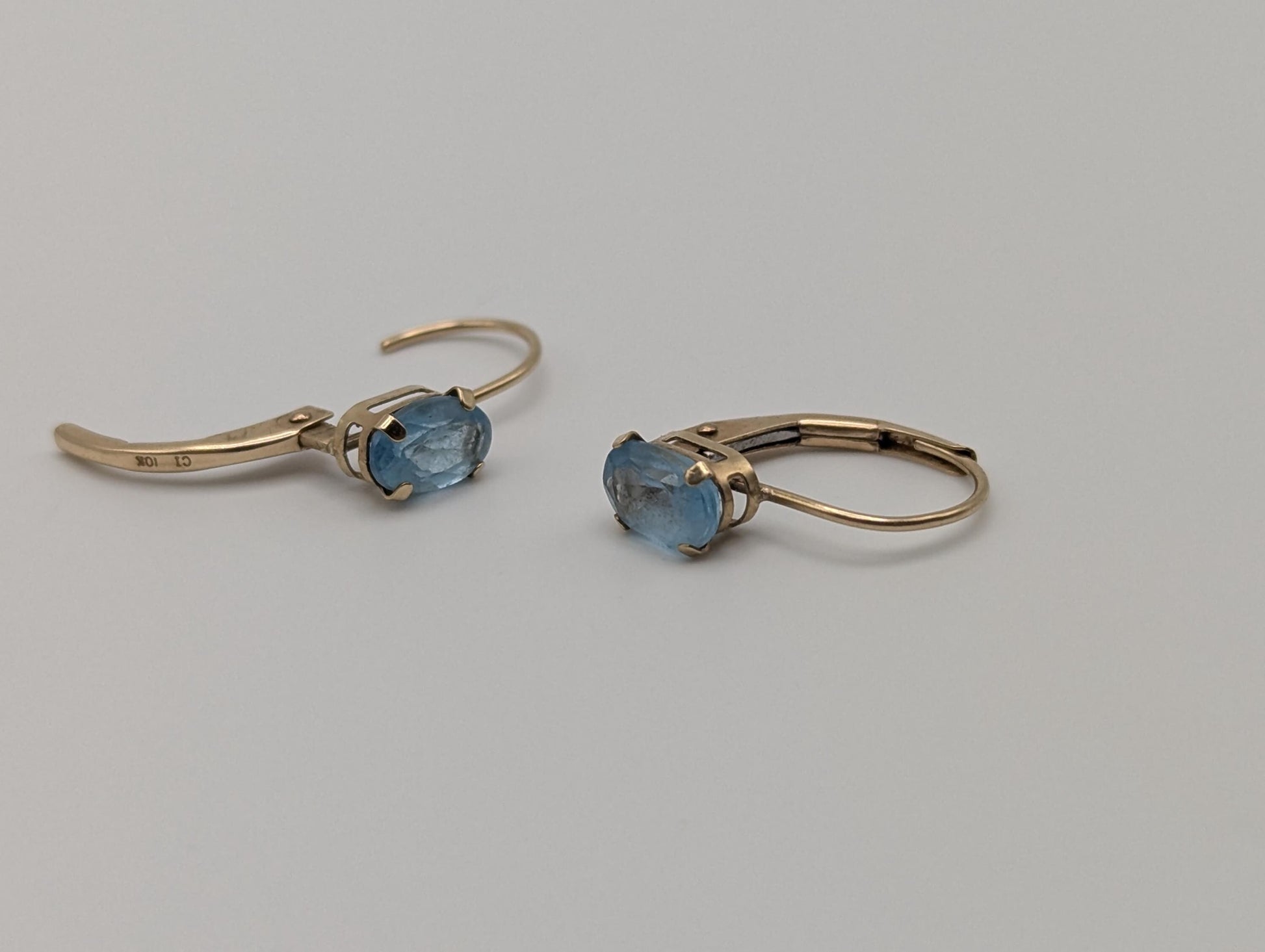 10K Yellow Gold Topaz Drop Dangle Earrings Topaz Earrings
