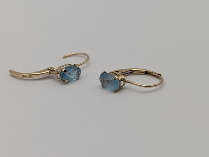 10K Yellow Gold Topaz Drop Dangle Earrings Topaz Earrings