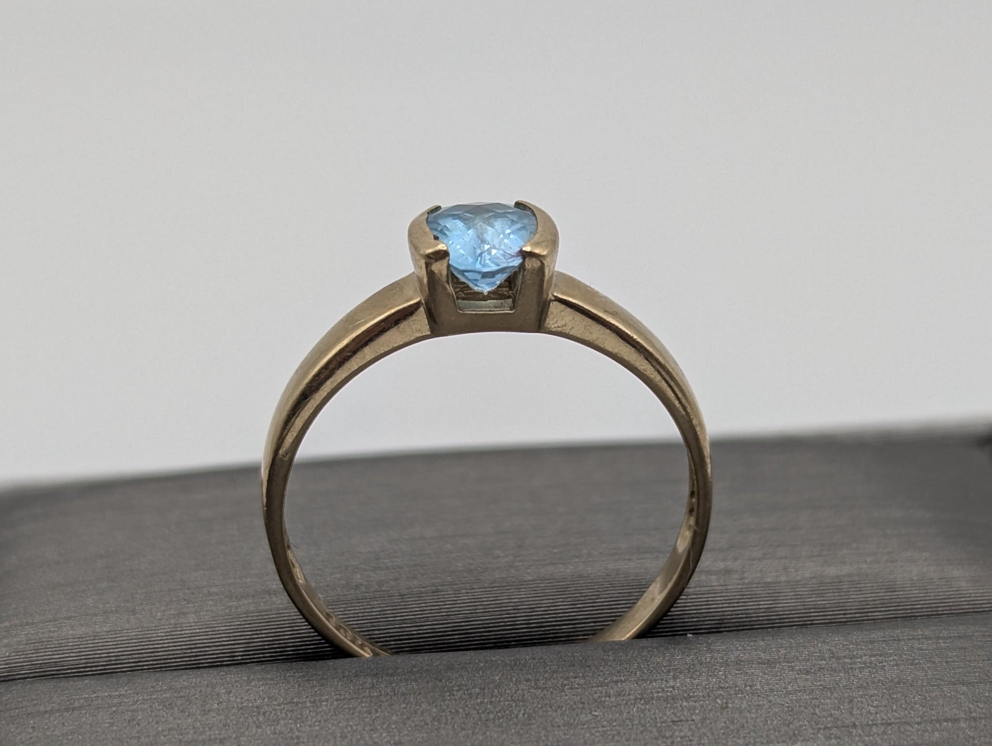 10k Yellow Gold London Topaz Ring Wedding Cocktail Statement Ring.