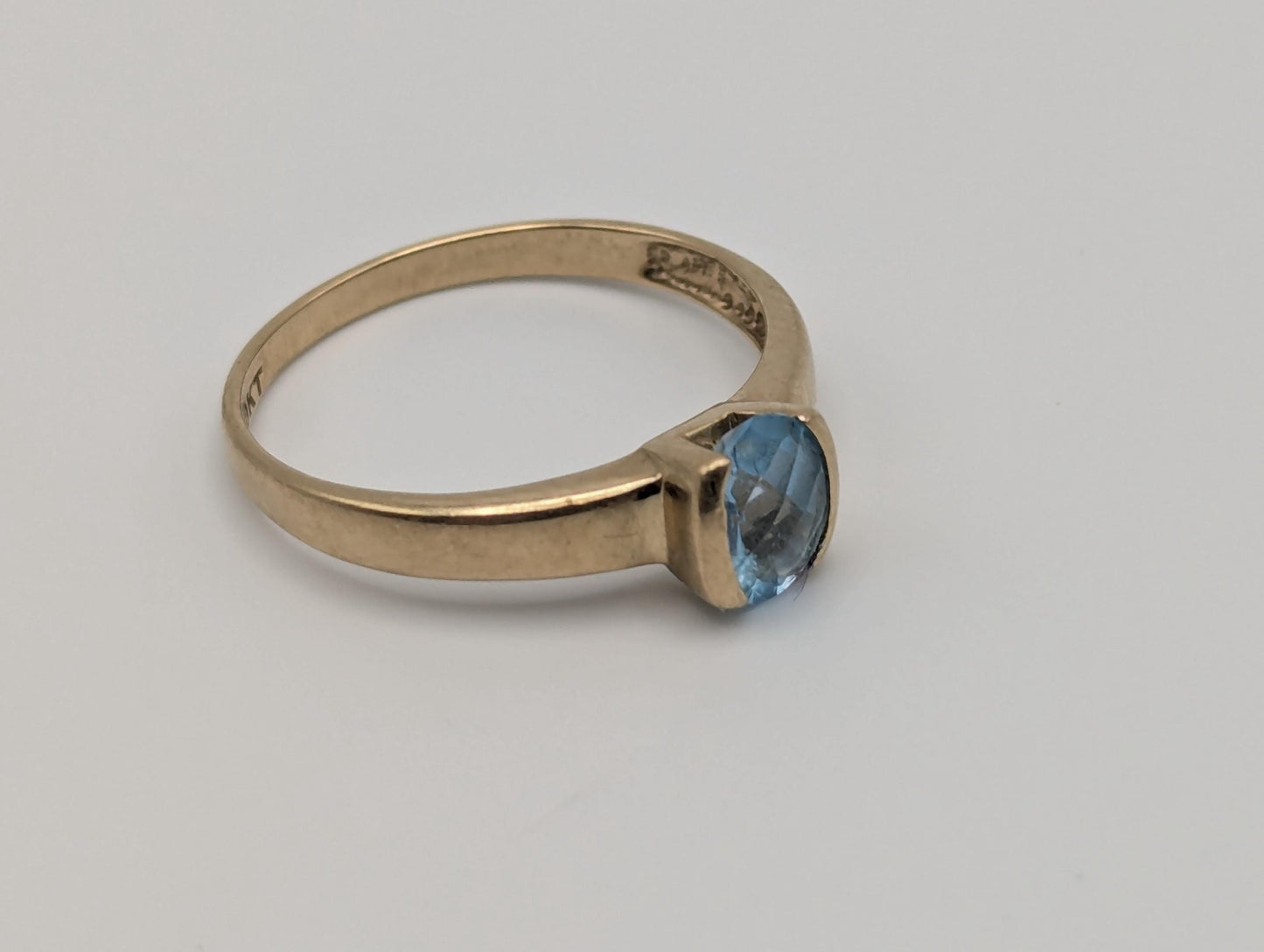 10k Yellow Gold London Topaz Ring Wedding Cocktail Statement Ring.