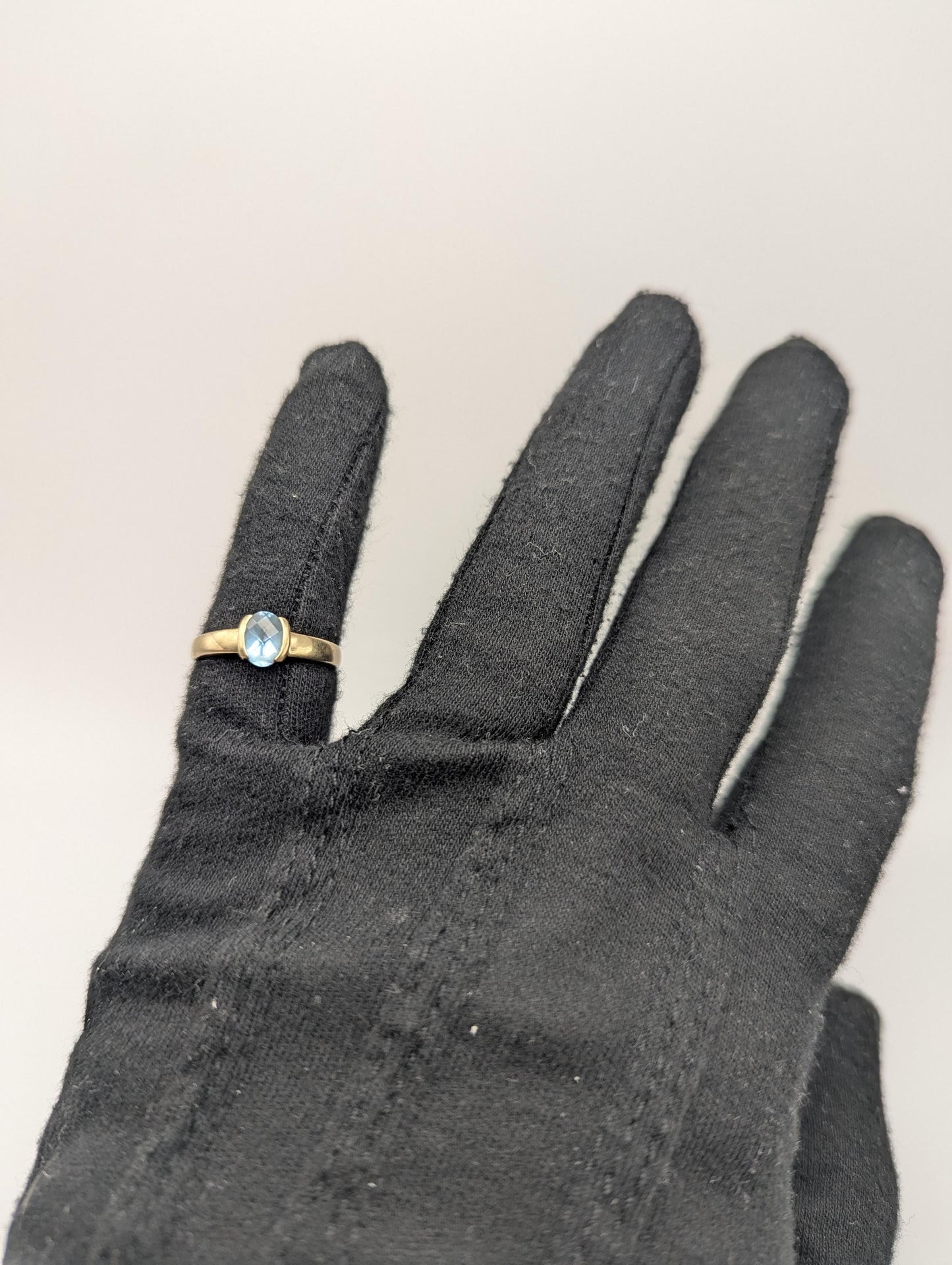 10k Yellow Gold London Topaz Ring Wedding Cocktail Statement Ring.