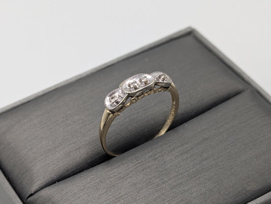 Antique Art Deco 14k Two-Tone Gold Diamond Engagement Wedding Ring