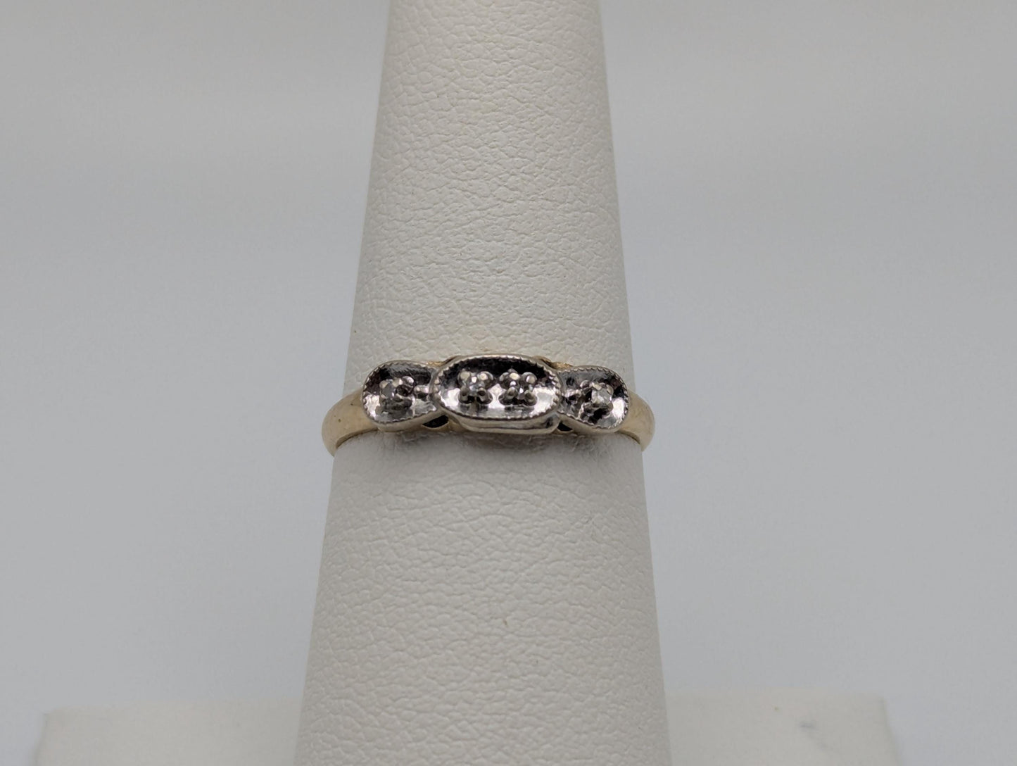Antique Art Deco 14k Two-Tone Gold Diamond Engagement Wedding Ring