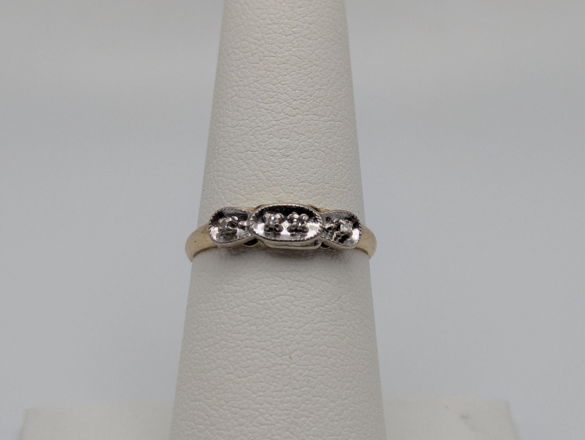 Antique Art Deco 14k Two-Tone Gold Diamond Engagement Wedding Ring