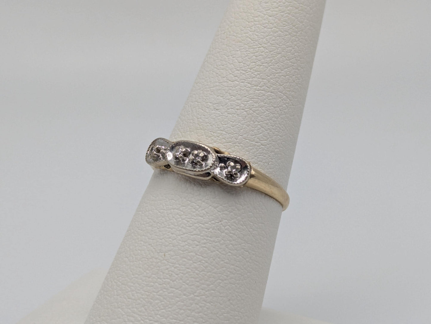 Antique Art Deco 14k Two-Tone Gold Diamond Engagement Wedding Ring