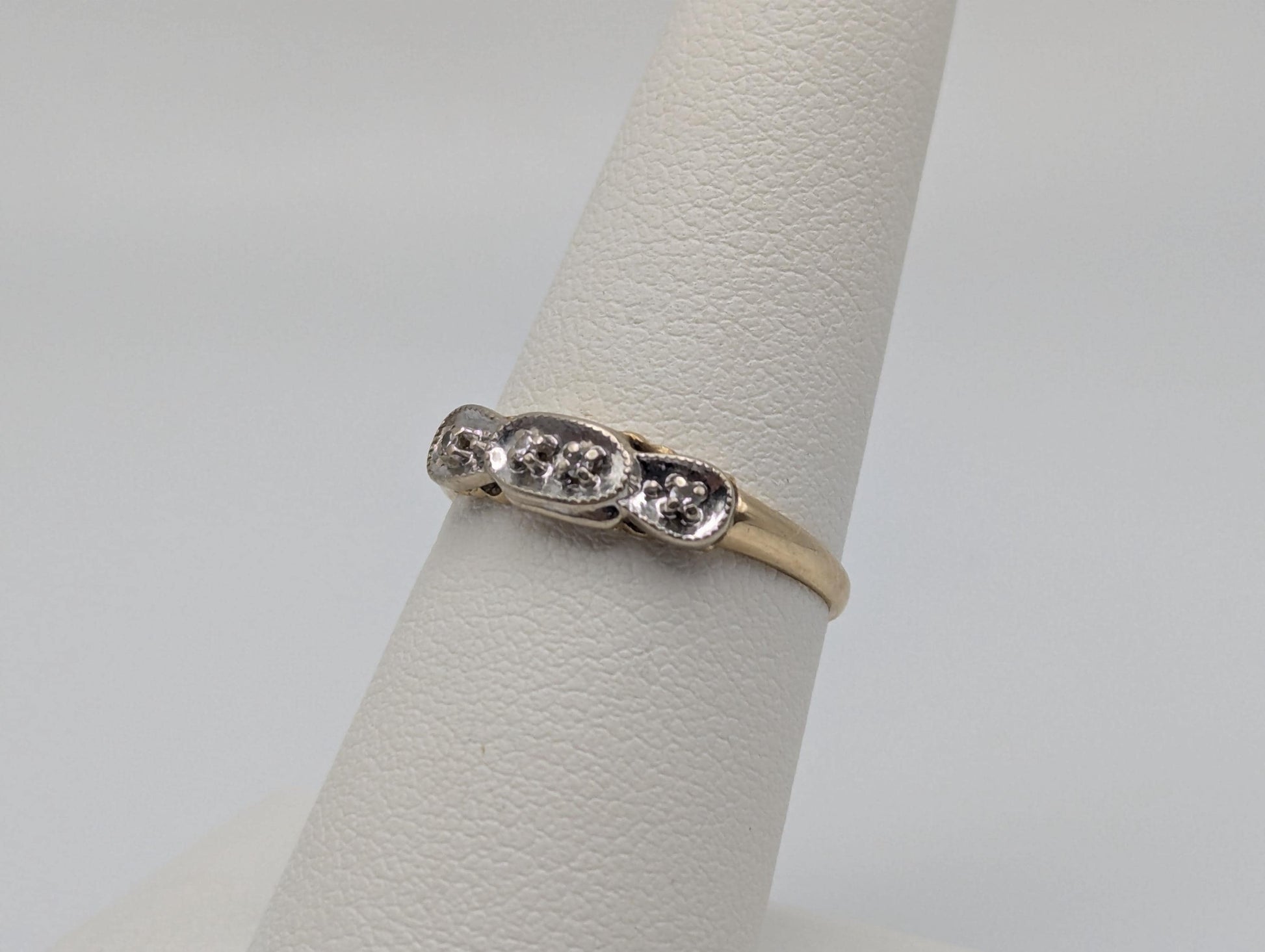 Antique Art Deco 14k Two-Tone Gold Diamond Engagement Wedding Ring