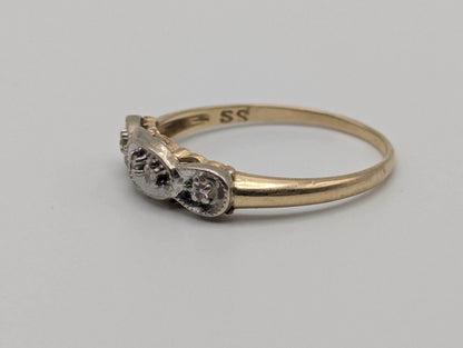 Antique Art Deco 14k Two-Tone Gold Diamond Engagement Wedding Ring