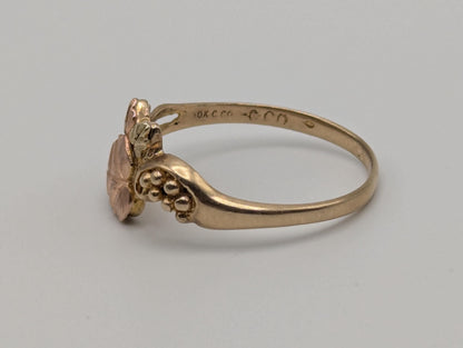 Vintage 10k 12k Black Hills Gold Leaf Multi-tone Gold Statement Ring