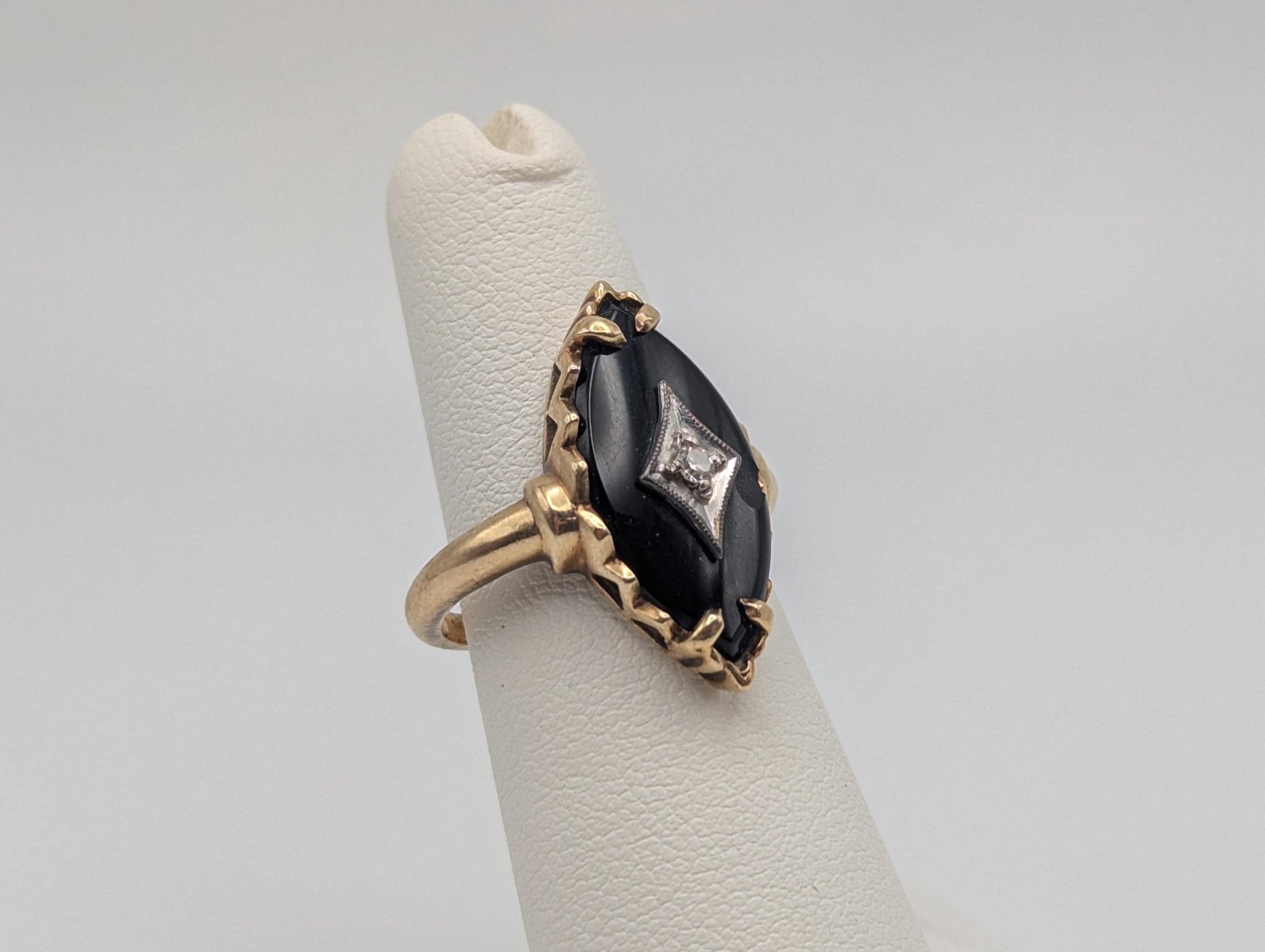 Vintage 10k Art Deco Black Onyx Ring Midnight Statemen Ring Pinky