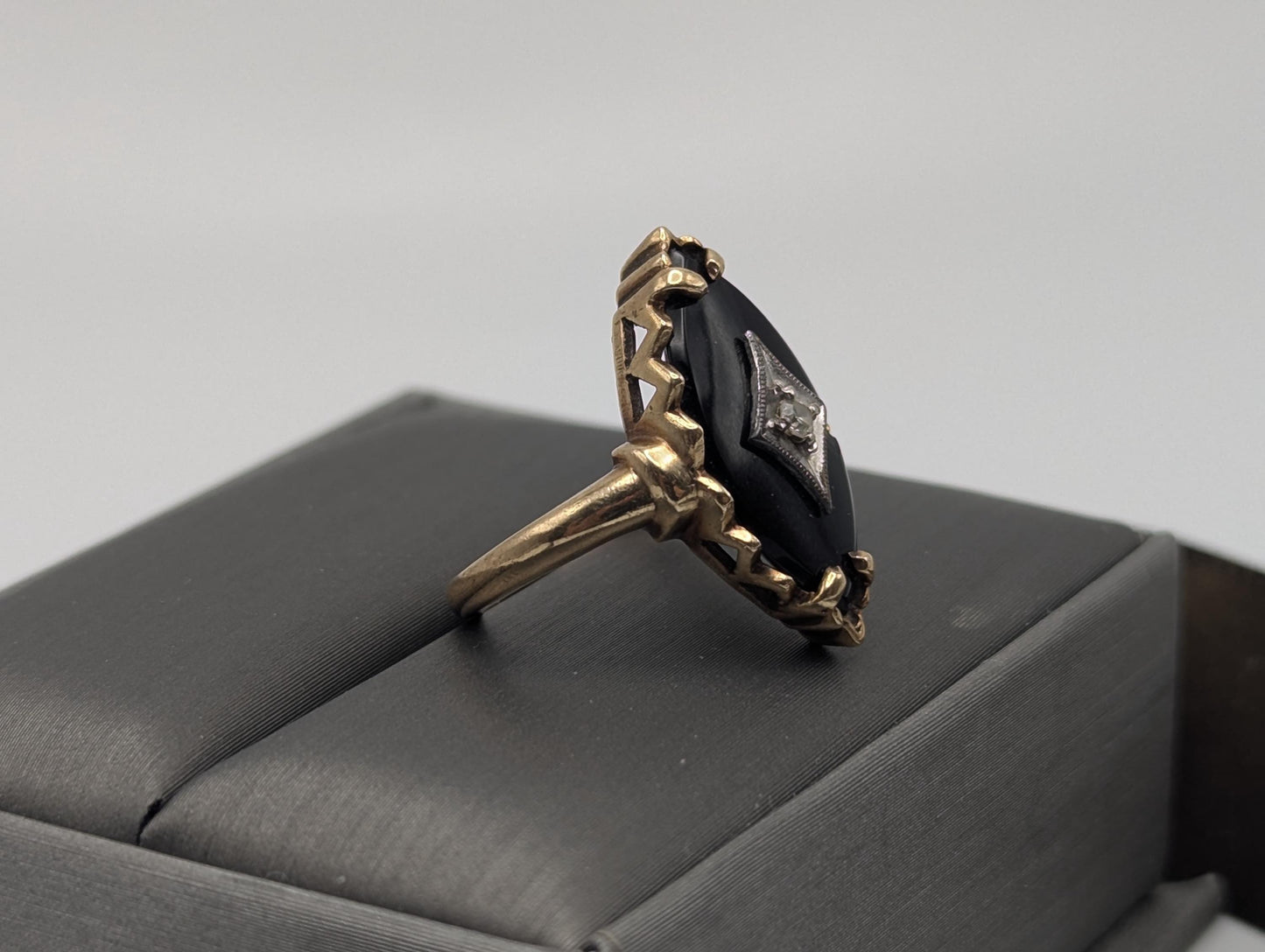 Vintage 10k Art Deco Black Onyx Ring Midnight Statemen Ring Pinky