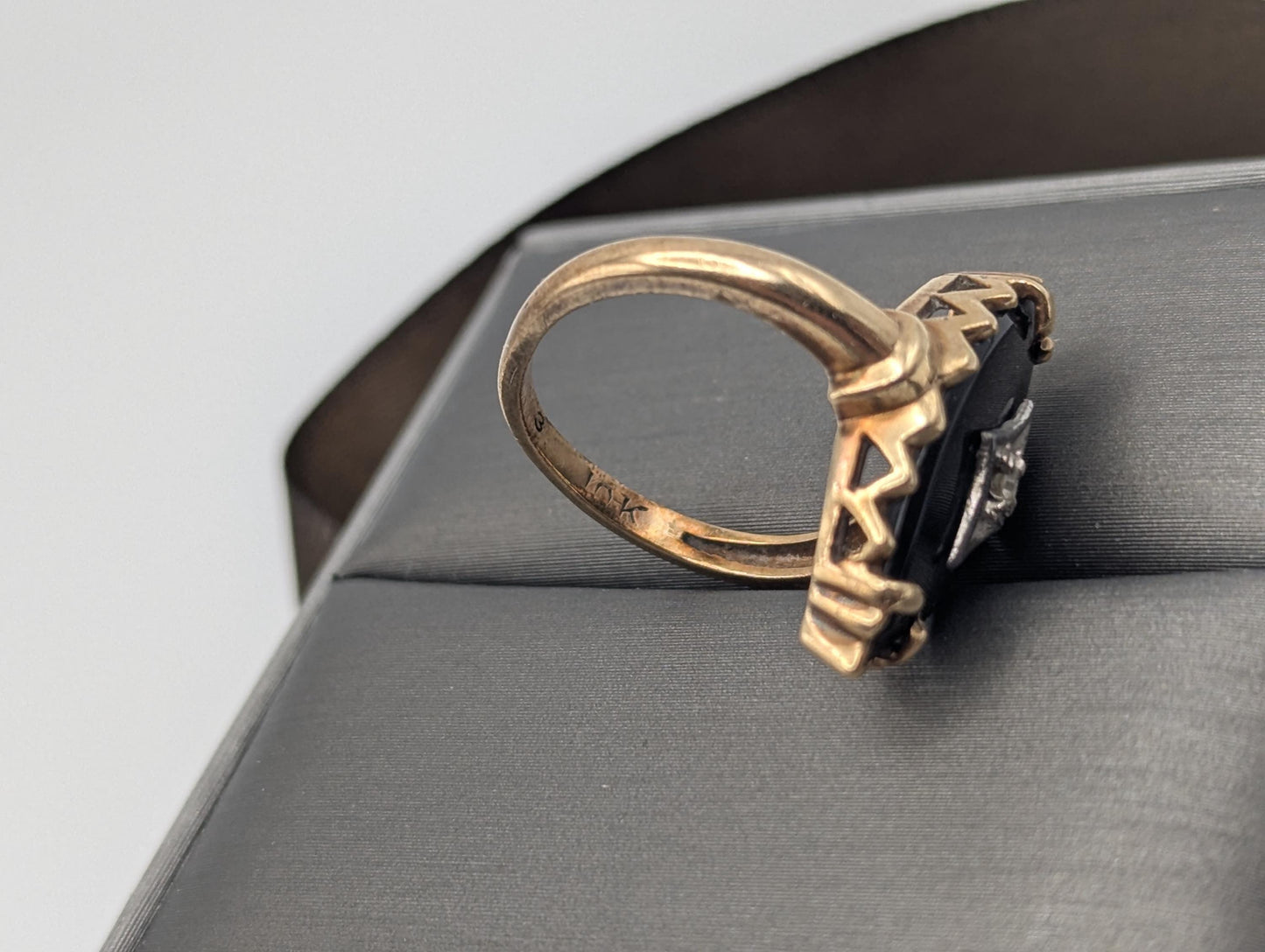 Vintage 10k Art Deco Black Onyx Ring Midnight Statemen Ring Pinky