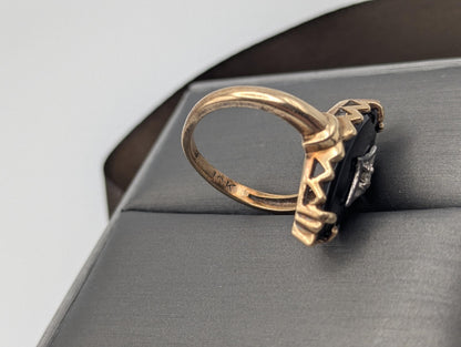 Vintage 10k Art Deco Black Onyx Ring Midnight Statemen Ring Pinky