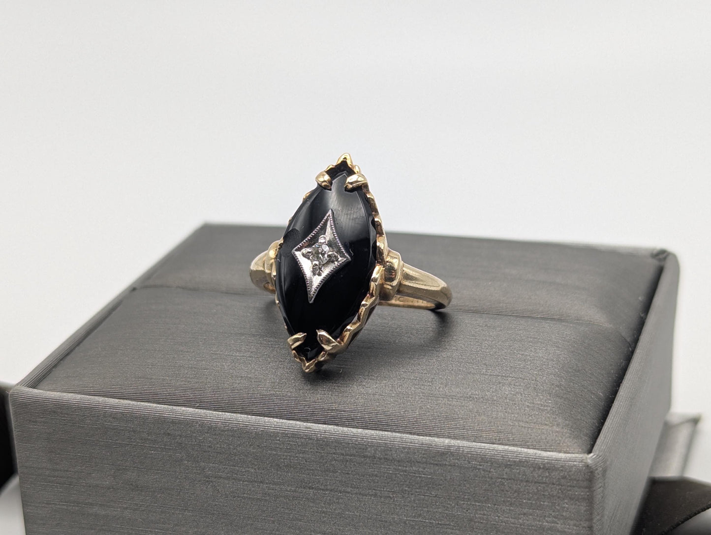 Vintage 10k Art Deco Black Onyx Ring Midnight Statemen Ring Pinky