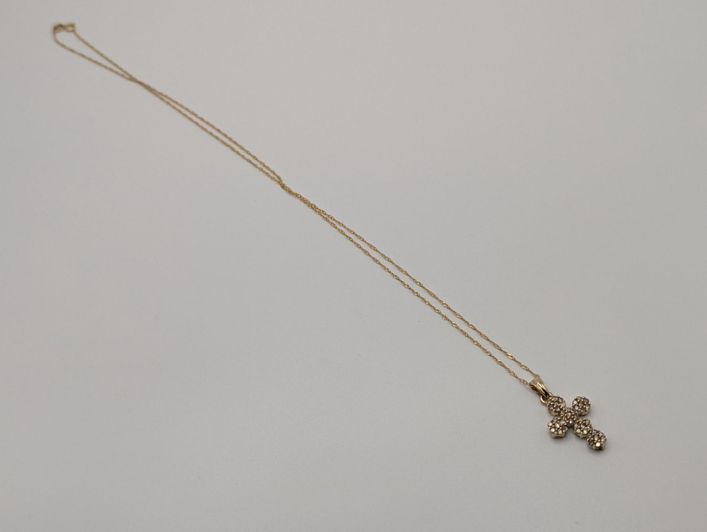 10k Yellow Gold .65ctw Diamond Cross Pendant Necklace 17 " Crucifix Necklace