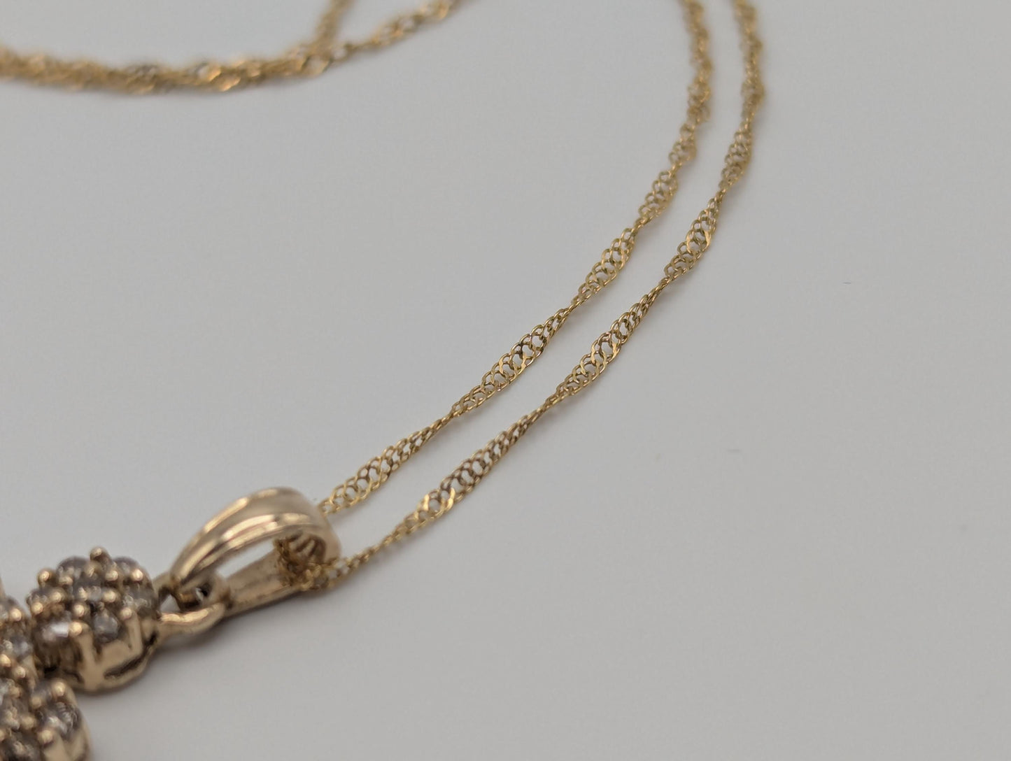 10k Yellow Gold .65ctw Diamond Cross Pendant Necklace 17 " Crucifix Necklace