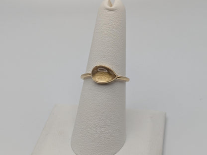 14k Yellow Gold Citrine Stackable Band. Pear Shaped Gold Band.