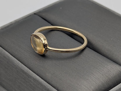 14k Yellow Gold Citrine Stackable Band. Pear Shaped Gold Band.