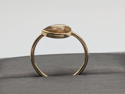 14k Yellow Gold Citrine Stackable Band. Pear Shaped Gold Band.