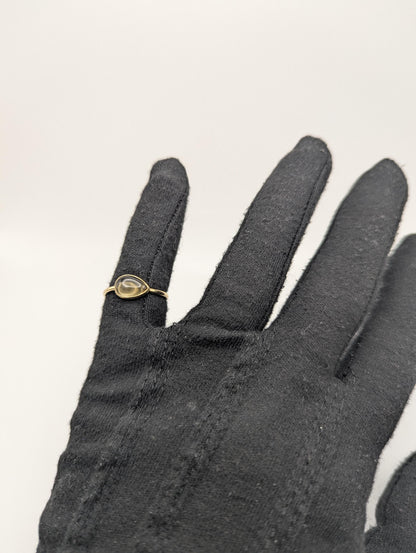 14k Yellow Gold Citrine Stackable Band. Pear Shaped Gold Band.