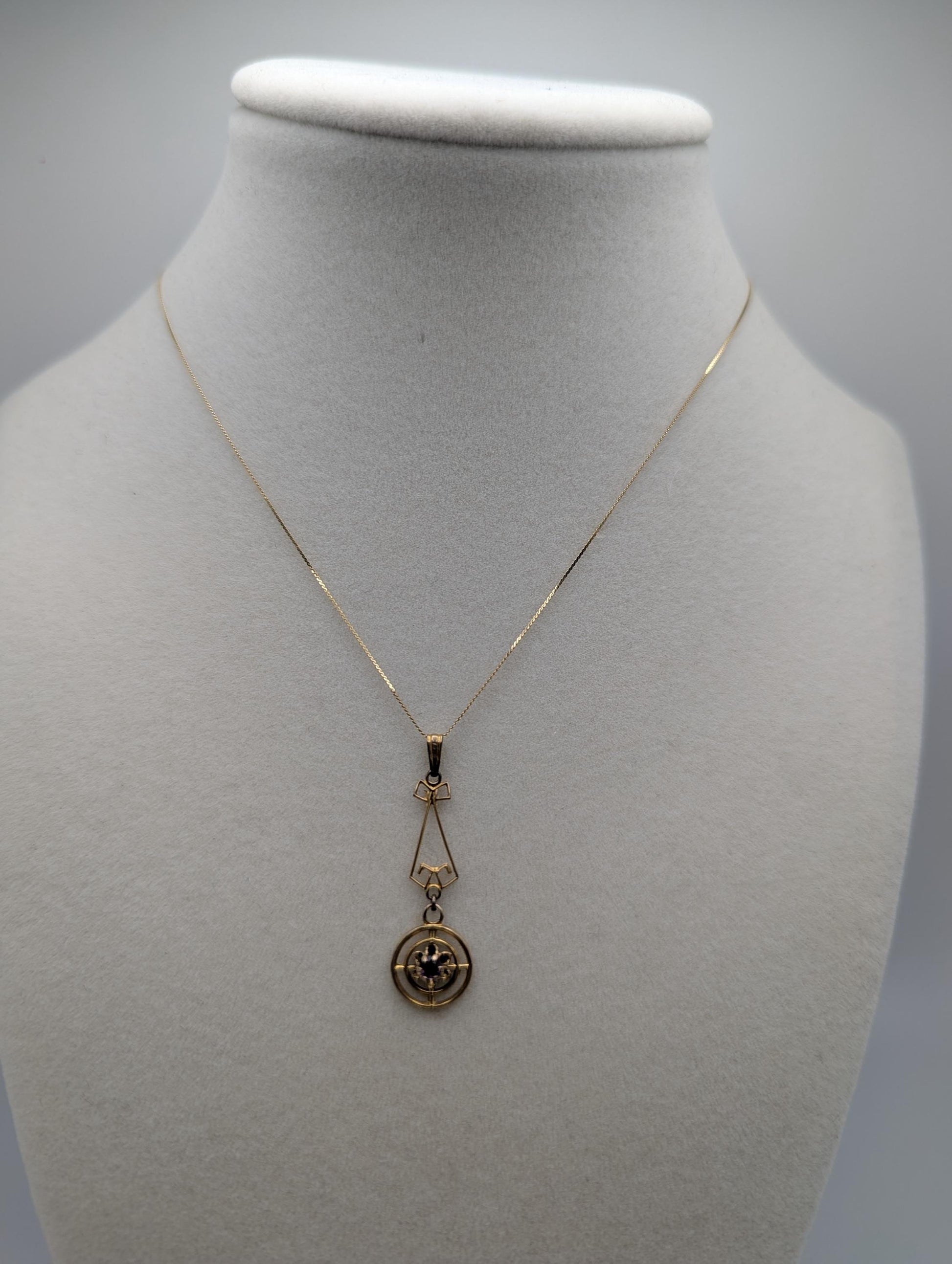 Victorian 14k Italy Lavaliere Amethyst Necklace. Vintage Victorian Necklace. 19"