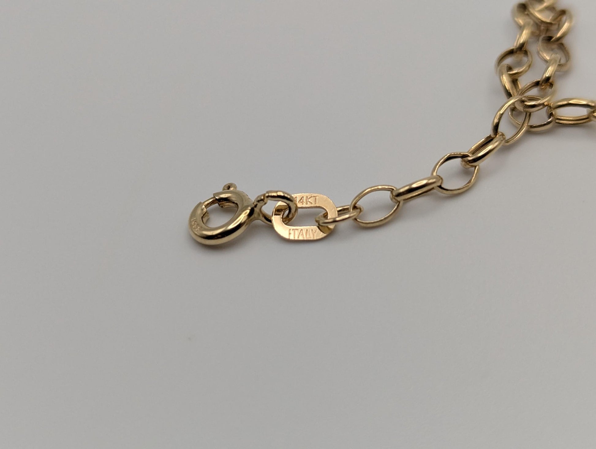 14k Italy Gold Chain Link Bracelet 7.5" Round Link Bracelet