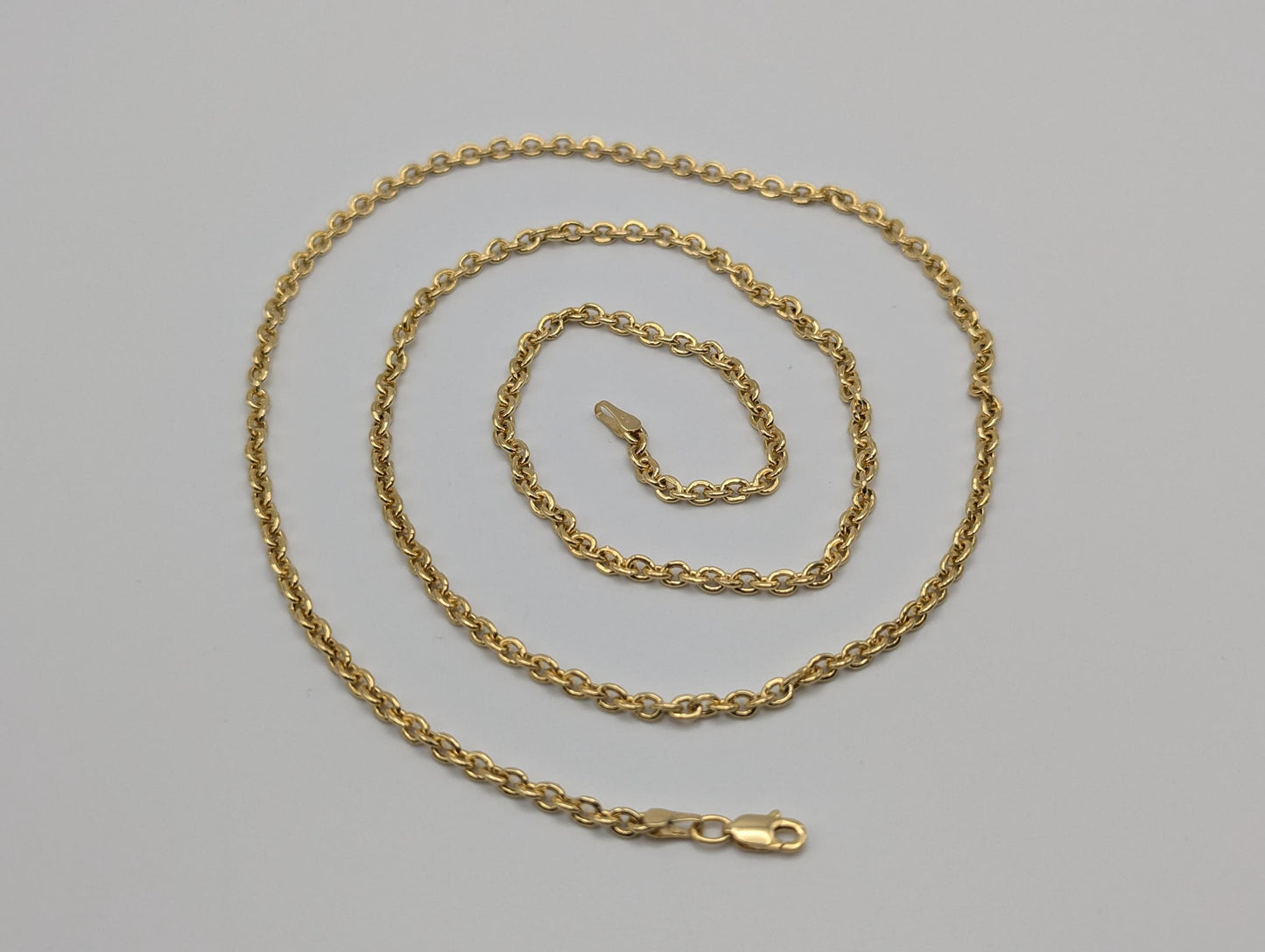14k Yellow Gold Chain Link Necklace Yellow Gold Round Link Chain 24"