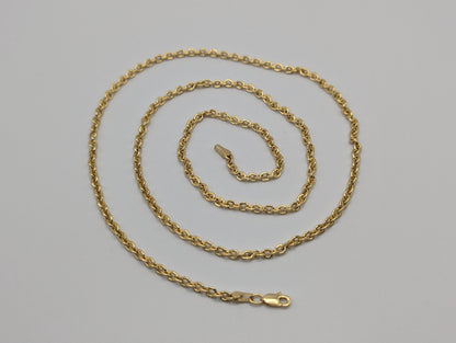 14k Yellow Gold Chain Link Necklace Yellow Gold Round Link Chain 24"