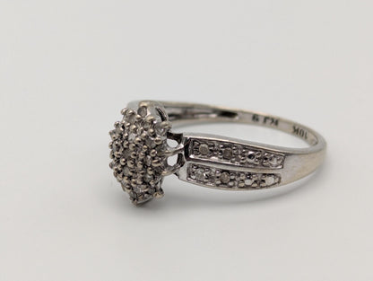 10k Diamond White Gold Diamond Cluster Wedding Engagement Ring Anniversary Ring.