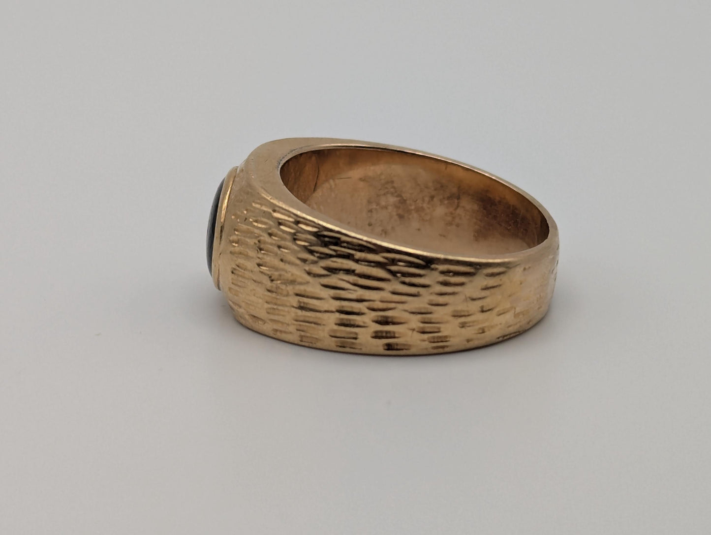 Heavy 18k Solid Gold 10gr Gold Black Star Sapphire Statement Signet Cigar Ring Wedding Mens