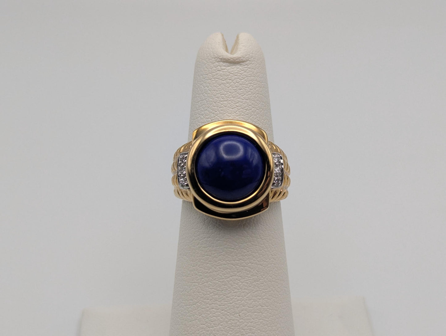 10k Yellow Heavy 6gr Lapis Lazuli Diamond Statement Ring Pinky Signet Ring