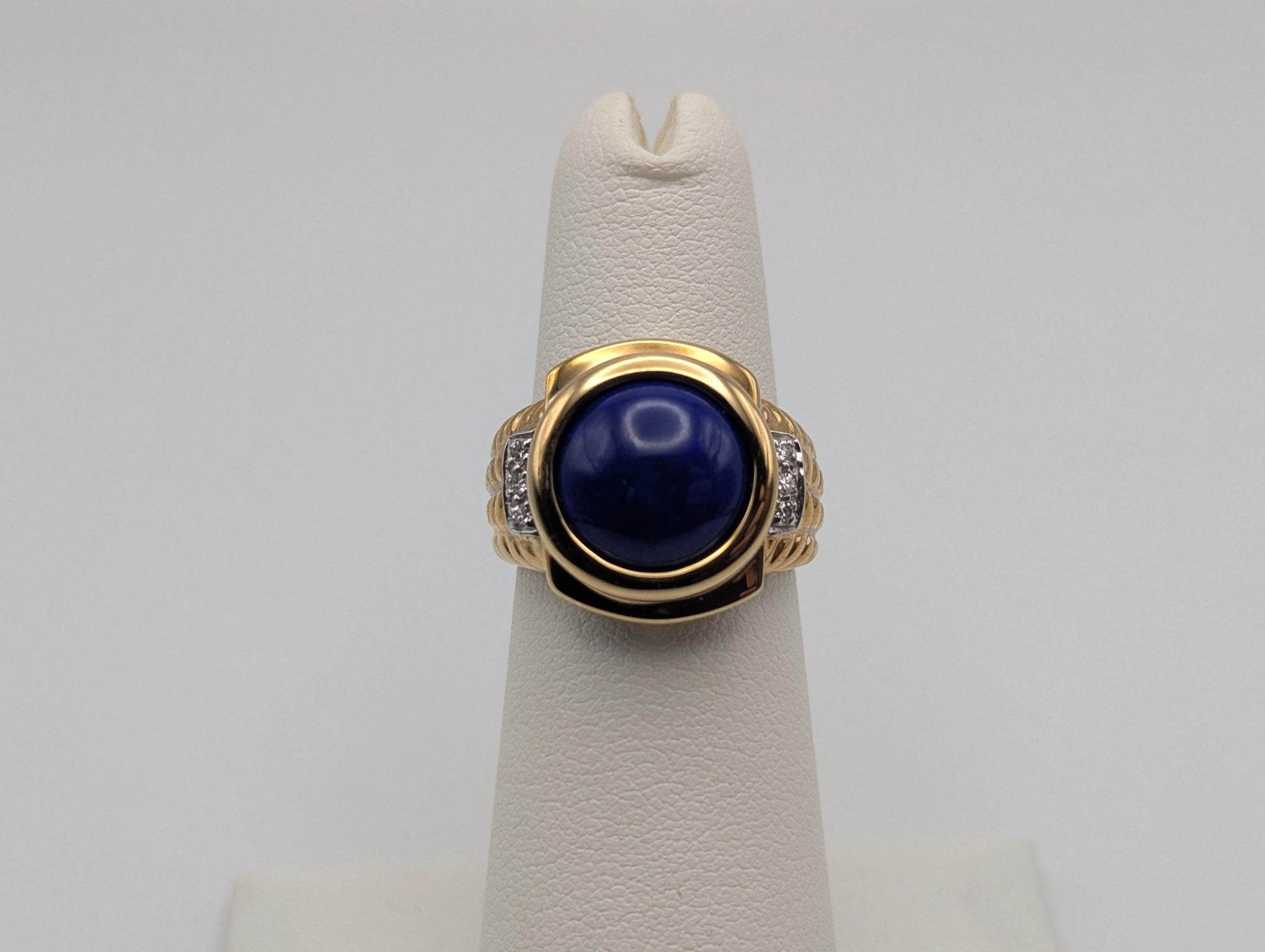 10k Yellow Heavy 6gr Lapis Lazuli Diamond Statement Ring Pinky Signet Ring